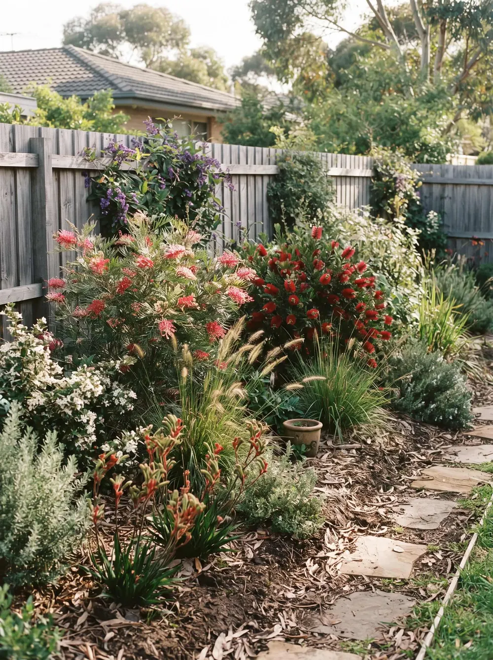 Established native garden bed